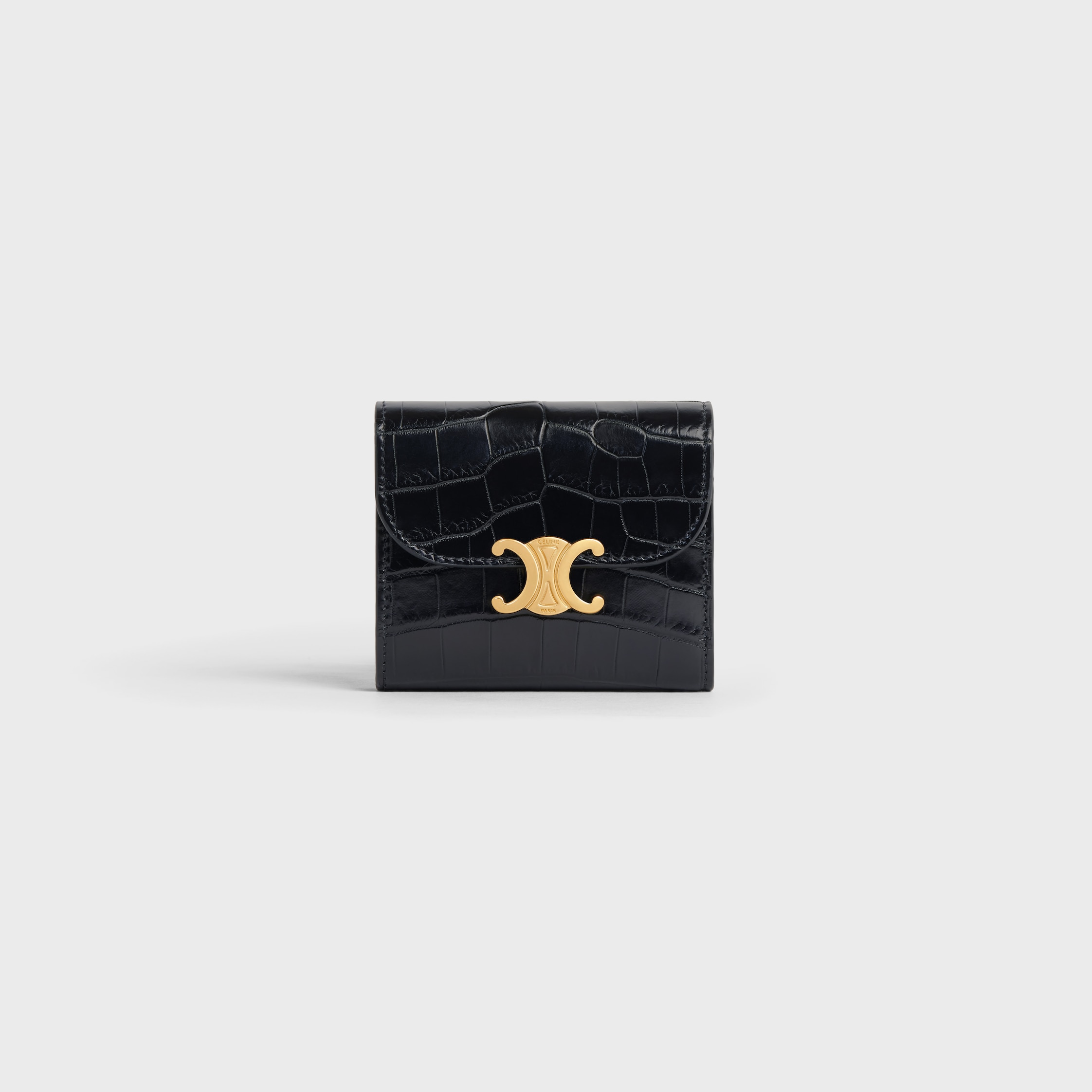Small Flap Wallet TRIOMPHE in NILOTICUS CROCODILE - BLACK | CELINE