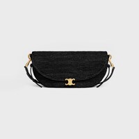 LITTLE HALFMOON SOFT TRIOMPHE IN Raffia and lambskin - BLACK - NEW - 1 | CELINE