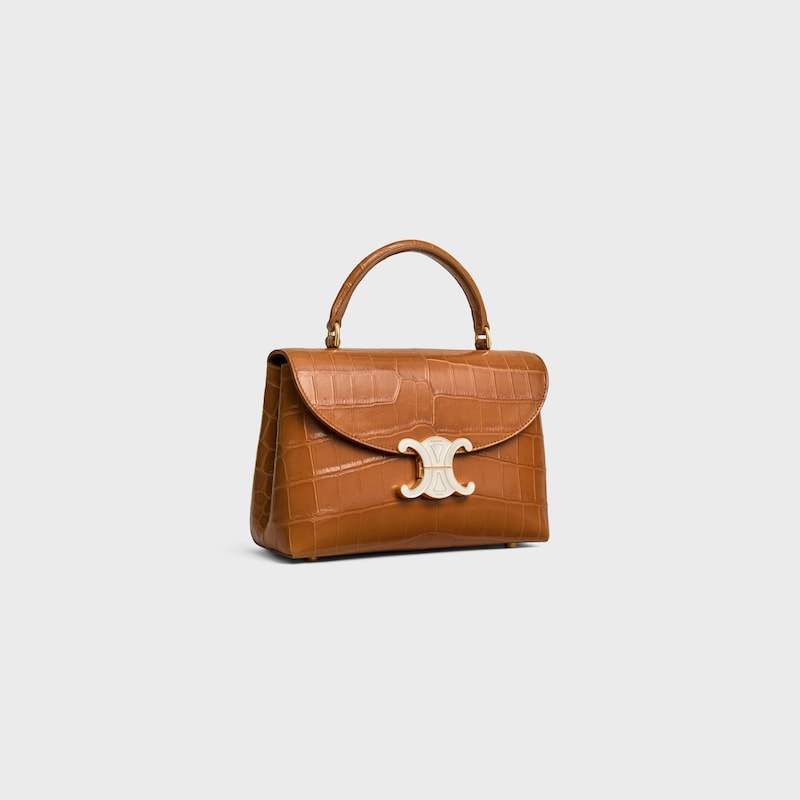 TEEN NINO BAG IN CROCODILE WITH ENAMEL CLOSURE - SOFT TAN / WHITE COTTON - NINO - 1 | CELINE