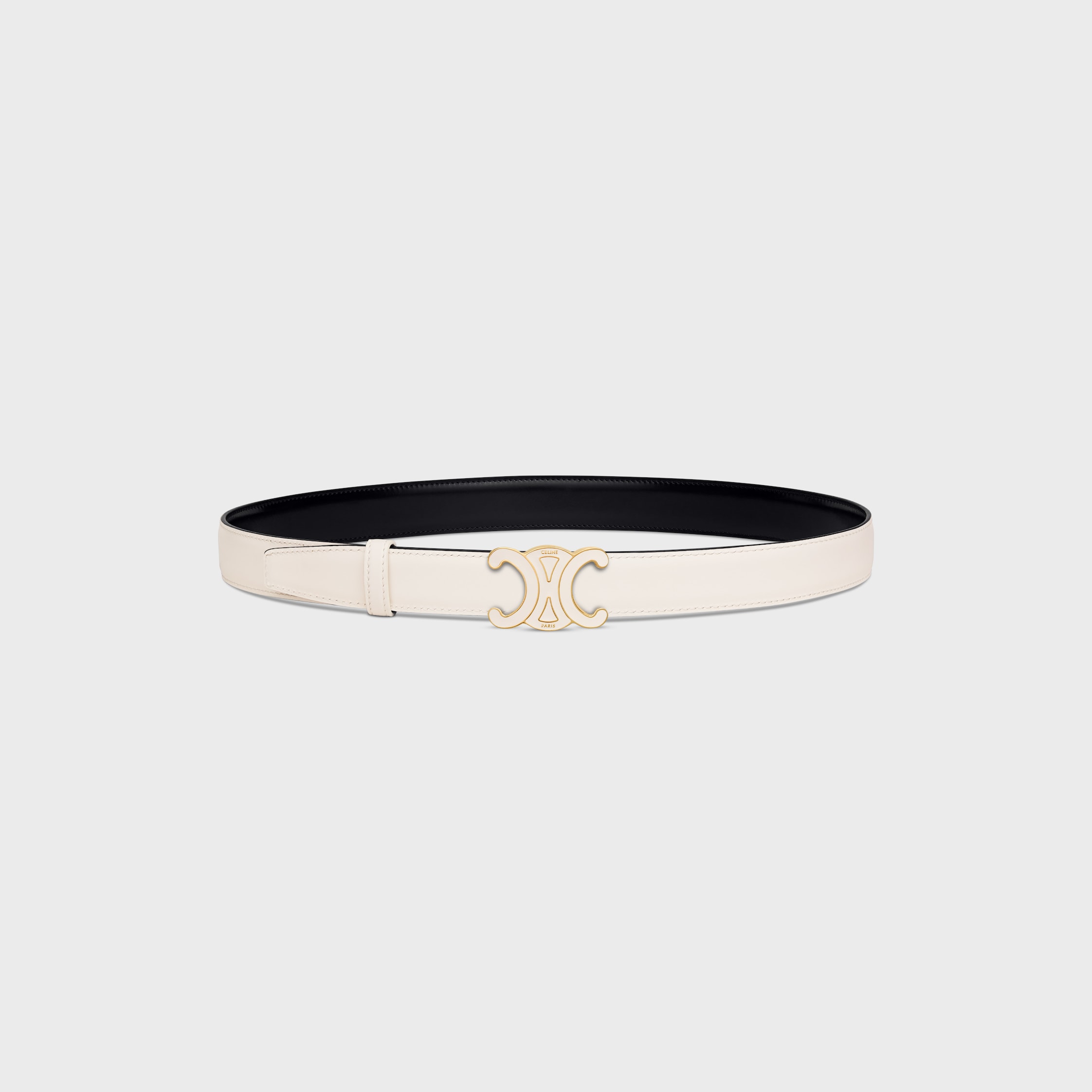 CELINE TRIOMPHE BUCKLE 25MM IN BRASS WITH ENAMEL & Reversible Strap 25MM IN TAURILLON