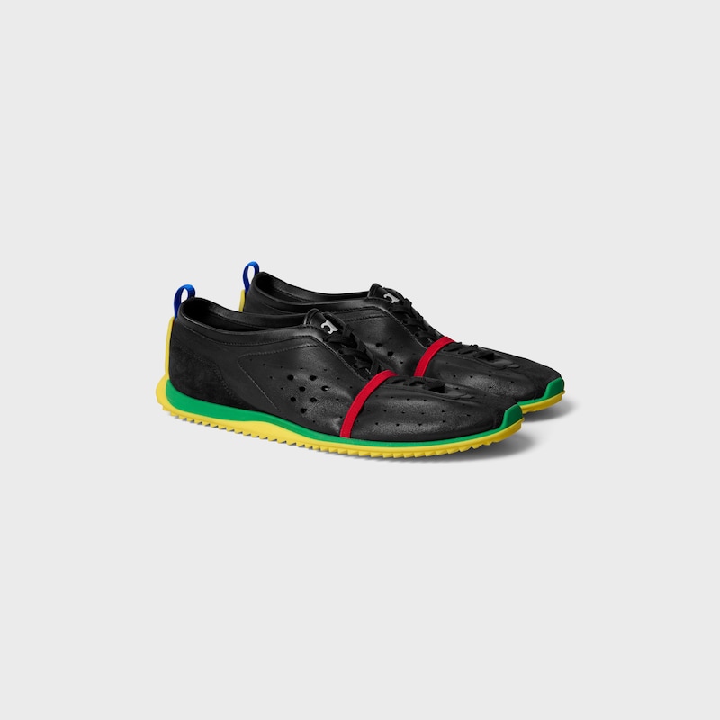 SOFT SNEAKER IN STRETCH LAMBSKIN, SUEDE CALFSKIN AND LAMBSKIN - BLACK/BRIGHT YELLOW/GREEN -  - 1 | CELINE