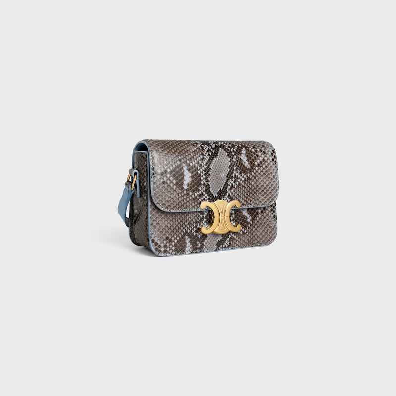 BOLSO TEEN TRIOMPHE DE PATCHWORK DE PIEL DE PITÓN - DENIM CLARO - TRIOMPHE - 1 | CELINE