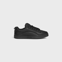 CELINE HUNTINGTON LOW LACE-UP SNEAKER IN TUMBLED LEATHER AND MESH - BLACK -  - 1 | CELINE