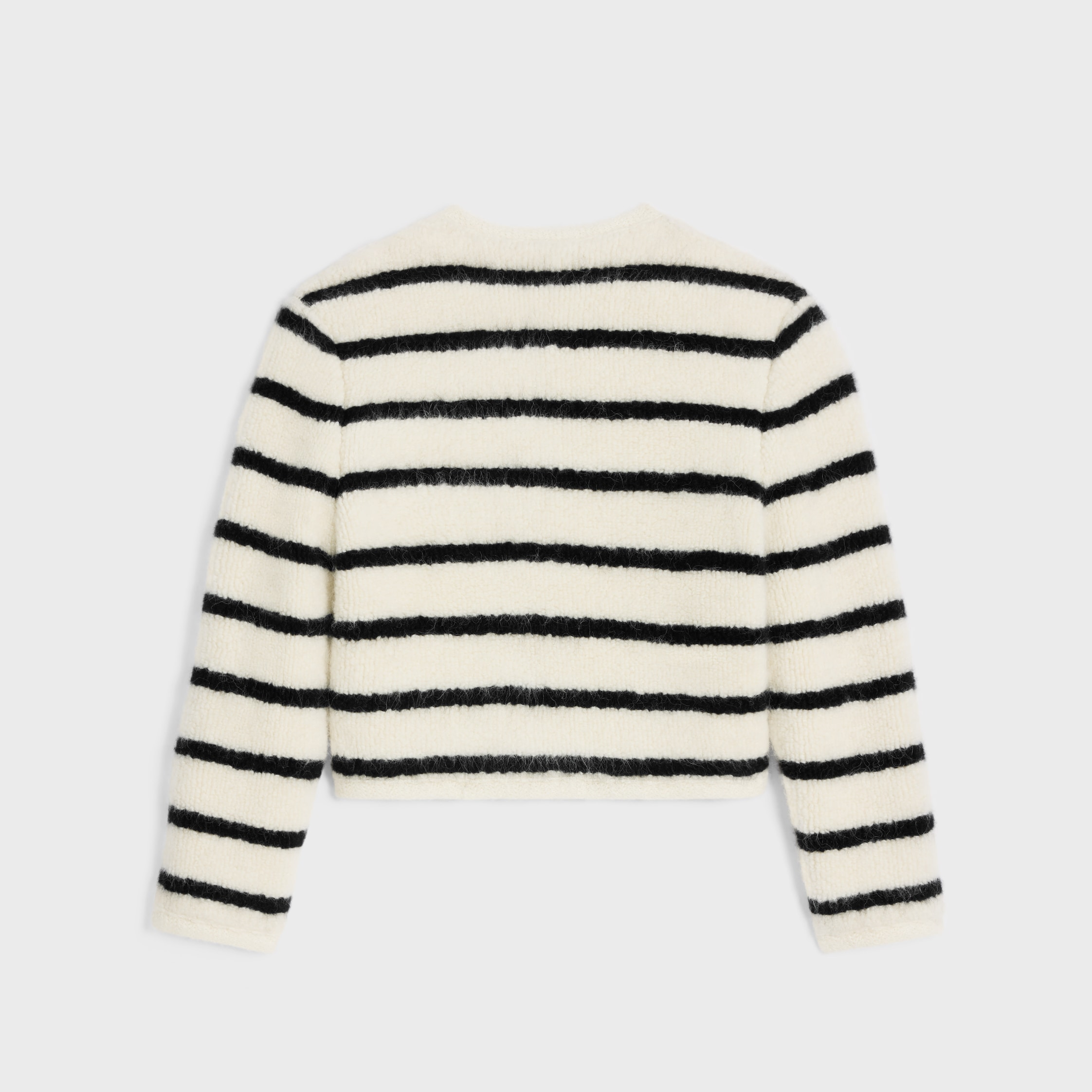 marinière cardigan jacket in wool - BLACK / ECRU | CELINE