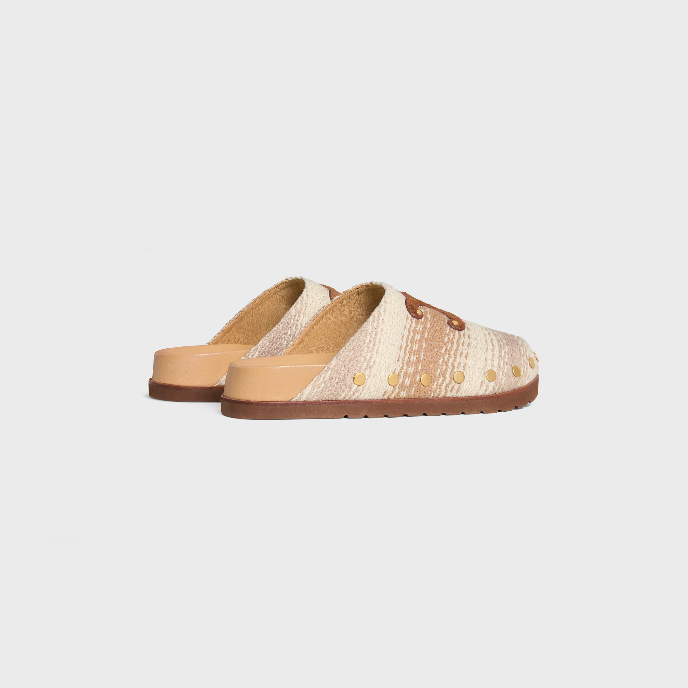 CELINE PITEA CLOG IN Striped Cotton Textile - TAN / ECRU