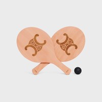 Beach rackets in wood and Caflskin - TAN - TRAVEL - 1 | CELINE