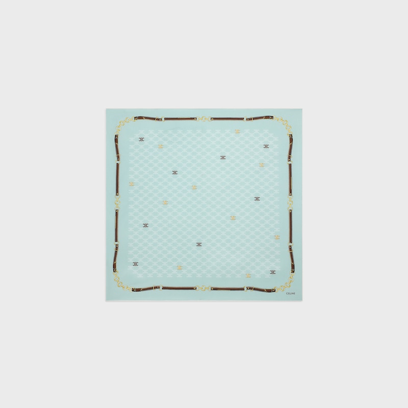 bandana IN heritage silk twill - POWDER BLUE/ WHITE/ BROWN -  - 1 | CELINE