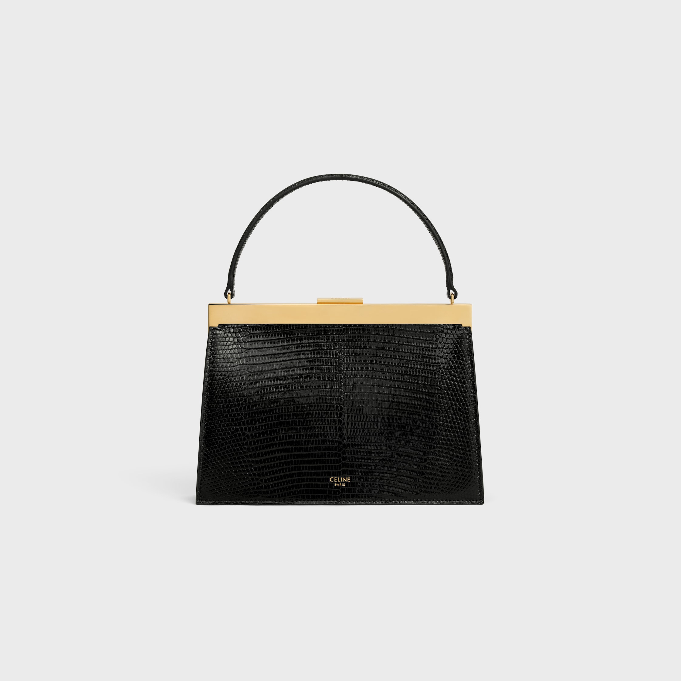 CELINE 黒 レザー ゴールド装飾　37 Small Celine Augustine IN Lizard - BLACK | CELINE