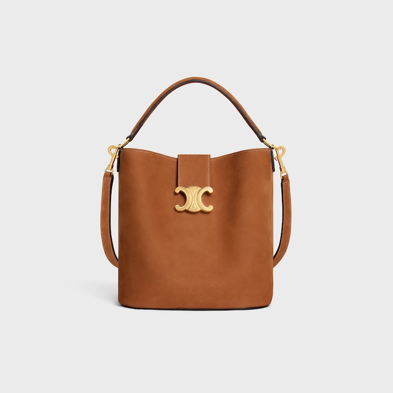 MEDIUM BUCKET LOUISE IN NUBUCK CALFSKIN - CAMEL - SUMMER SELECTION - 1 | CELINE
