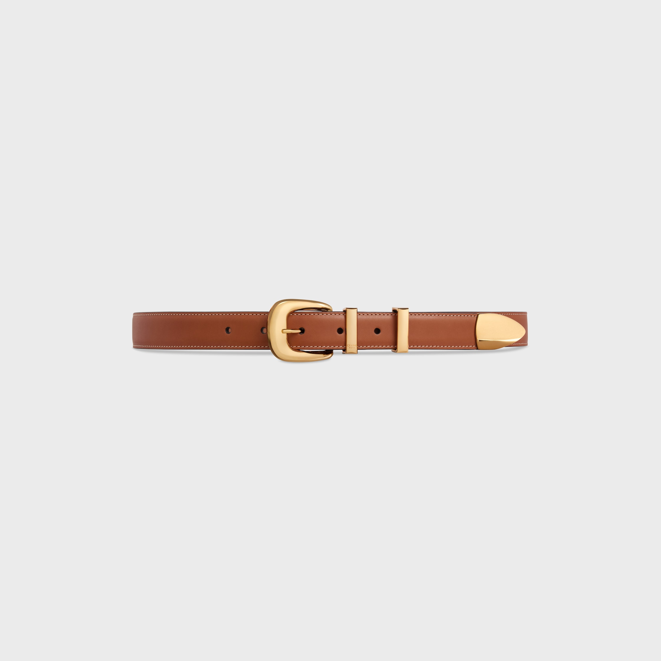 【人気/関税/送料込み】 (W) Celine Small Western Belt in Natu SMALL WESTERN BELT IN NATURAL CALFSKIN - TAN | CELINE