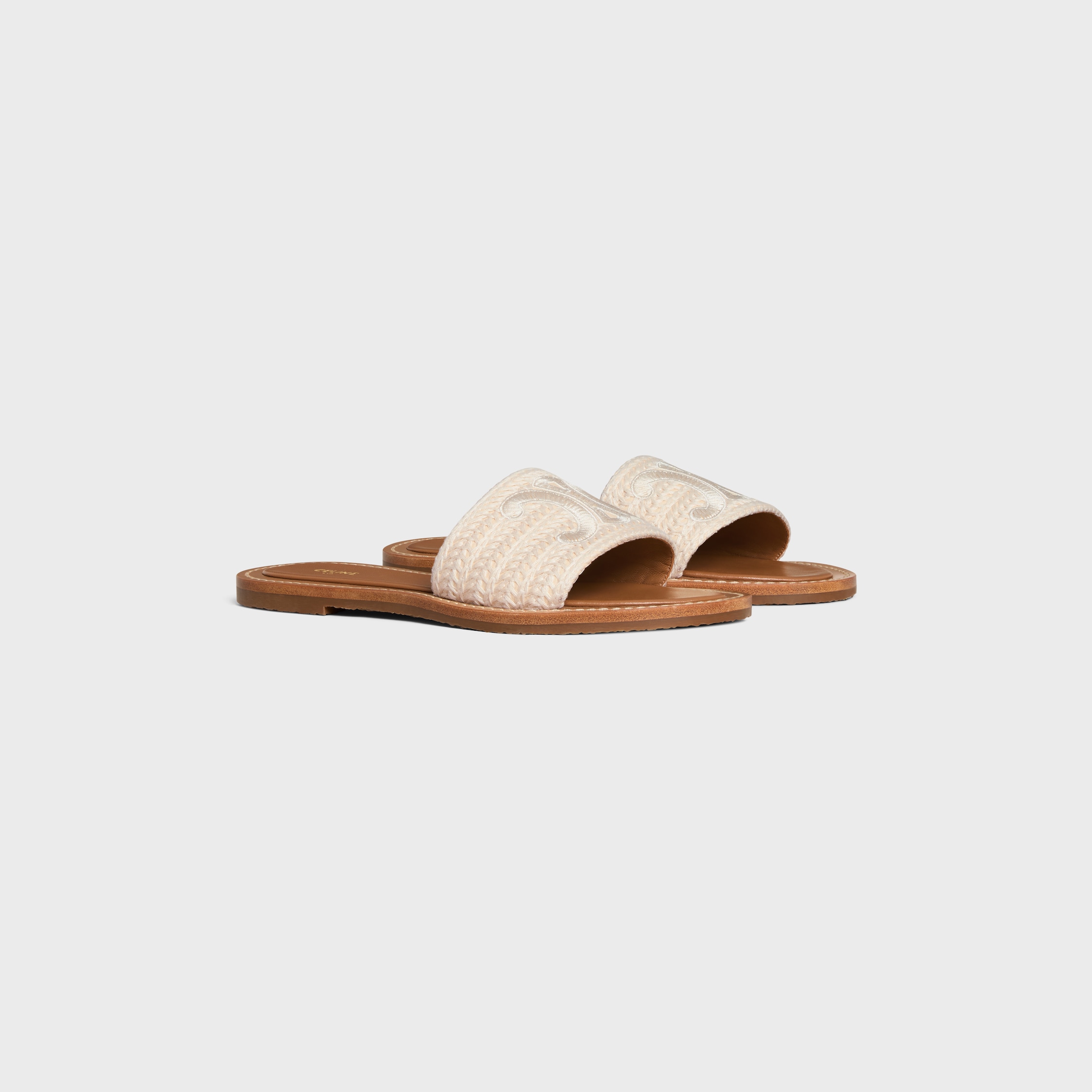 サンダル・ミュール Celine Lympia mule in raffia CELINE LYMPIA MULE IN RAFFIA - BLACK / NATURAL | CELINE