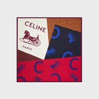 ผ้าผืนสี่เหลี่ยมผ้าไหมทวิลล์ - สีแทน/สีแดง/สีฟ้า -  - 1 | CELINE