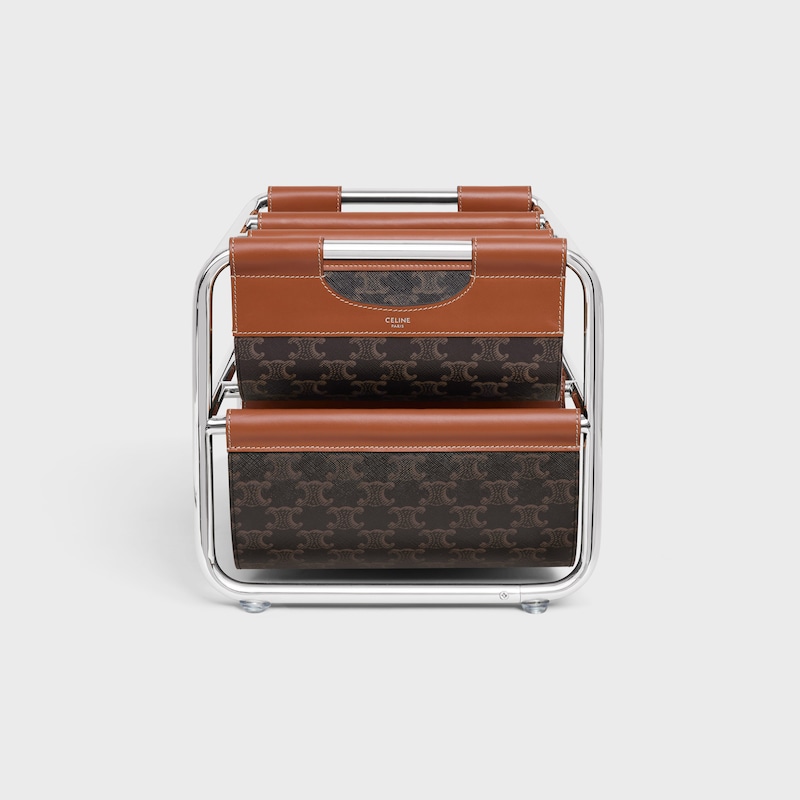 Wine rack in Triomphe Canvas and steel - TAN - ESSENTIAL GIFTS - 1 | CELINE