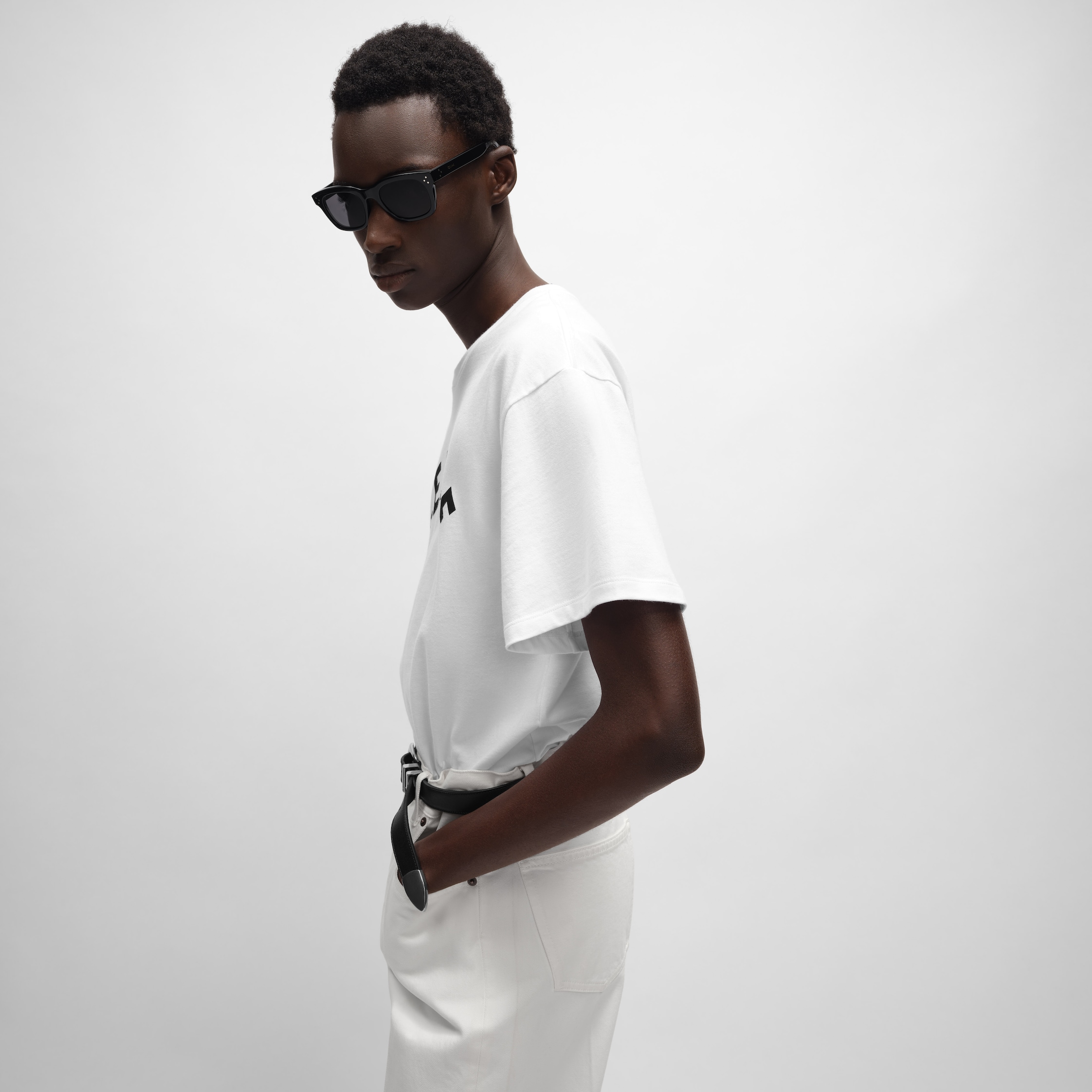 T-SHIRT IN COTTON JERSEY - OPTIC WHITE/BLACK | CELINE
