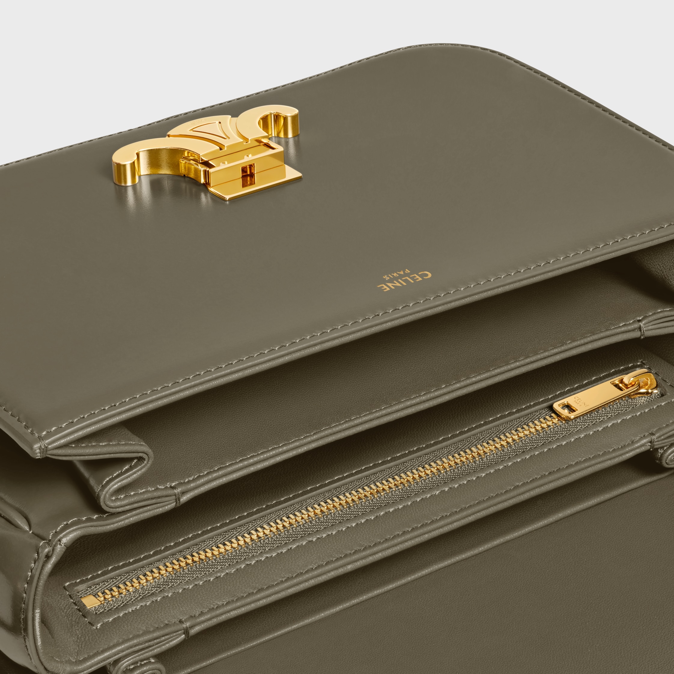 CLASSIQUE TRIOMPHE BAG IN shiny calfskin - GOLDEN KHAKI | CELINE