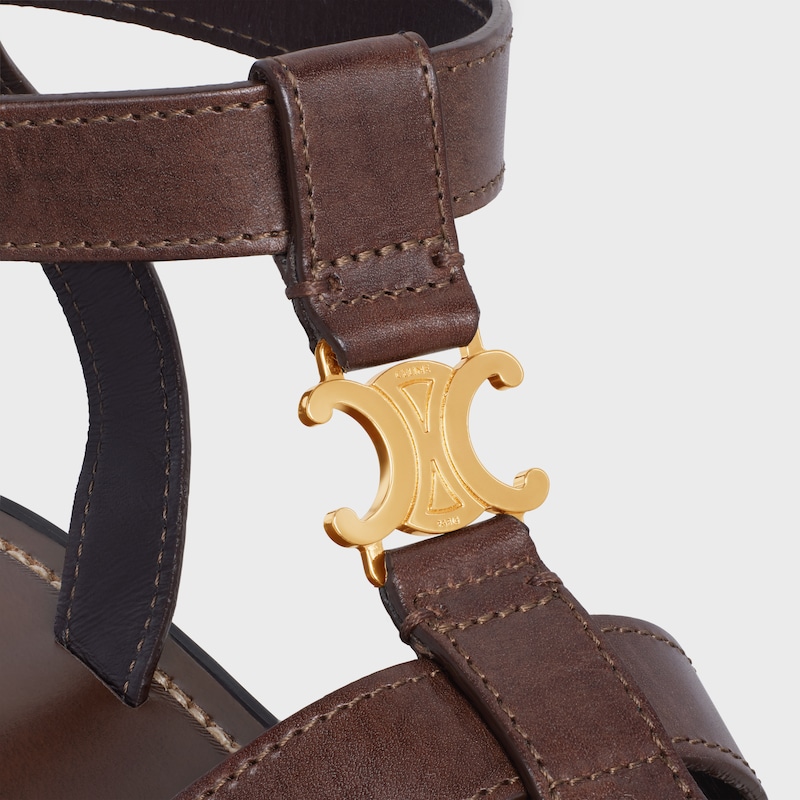 CELINE - CLEA TRIOMPHE GLADIATOR SANDAL in CALFSKIN - VEGETAL TANNING - DARK BROWN -  - 1 | CELINE