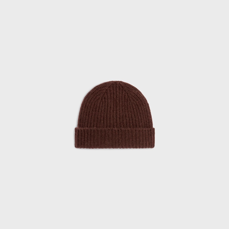 gorro triomphe em cashmere sem costura - marrom - 1 | CELINE