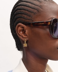 CHUNKY TRIOMPHE EARRINGS IN BRASS WITH GOLD FINISH - GOLD - EARRINGS - 2 | CELINE