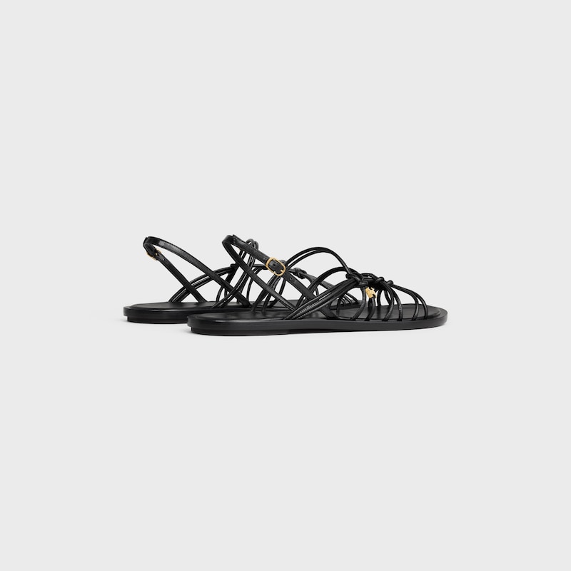KNOTS TRIOMPHE FLAT SANDAL IN GOATSKIN - BLACK -  - 1 | CELINE