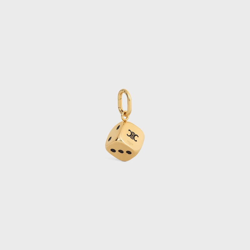 Celine Charms Triomphe Dice in Enamel and Aluminium - GOLD / DARK BROWN - CELINE CHARMS - 1 | CELINE