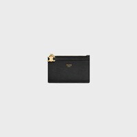 ジップ付きカードホルダー トリオンフ チャーム / グレインドカーフスキン - ブラック - 新作 - 1 | CELINE