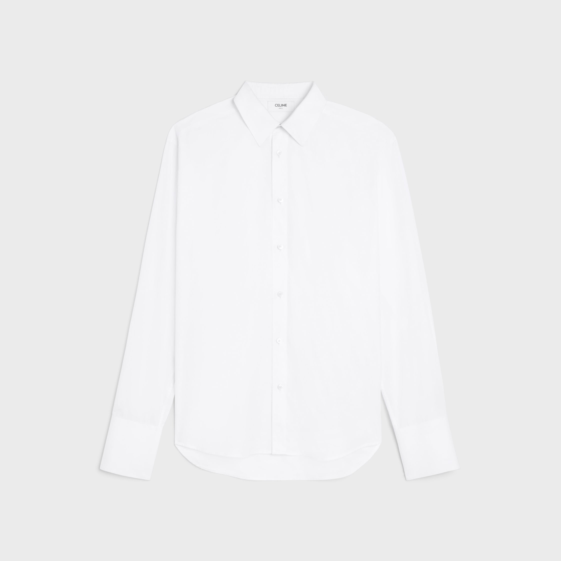 CELINE 現行タグ コットンポプリンフリルシャツ ホワイト 40 ルーズシャツ / コットンポプリン - ホワイト | CELINE