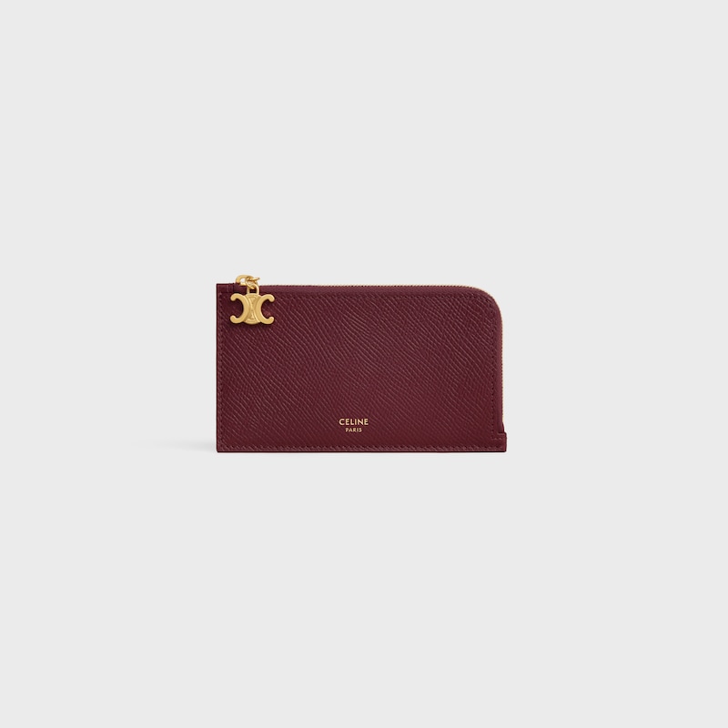LONG ZIPPED CARD HOLDER IN GRAINED CALFSKIN - SYRAH - NEW - 1 | CELINE