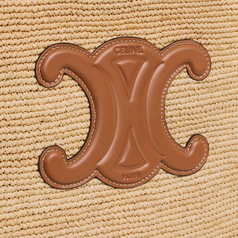 Celine Classic Panier Shopper Cabas IN RAFFIA AND CALFSKIN - NATURAL / TAN - CLASSIC PANIER - 1 | CELINE