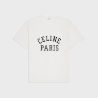 루즈 티셔츠 - 코튼 저지 - 오프 화이트 / 블랙 -  - 1 | CELINE