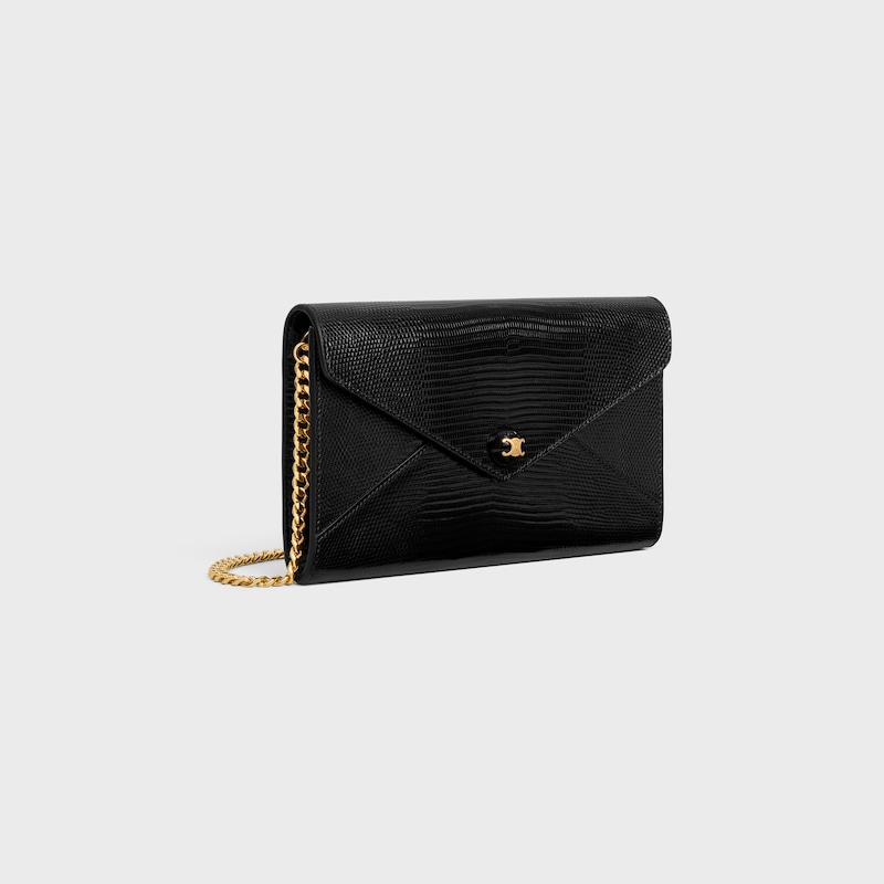 ENVELOPE WALLET ON CHAIN IN lizard - BLACK - WALLETS ON CHAIN - 1 | CELINE