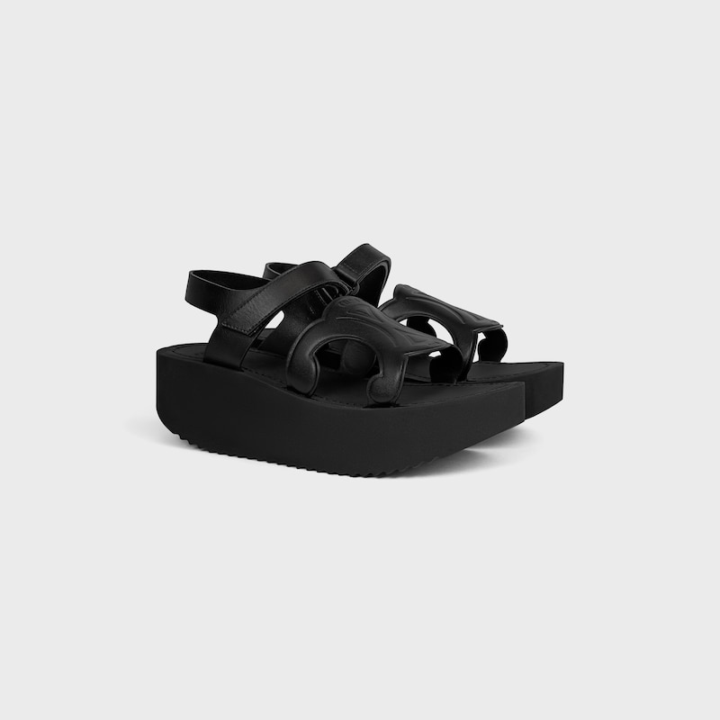 SUNNY SANDAL IN Calfskin - Vegetal Tanning - BLACK -  - 1 | CELINE