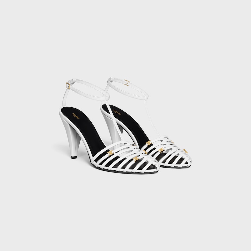 CELINE CAGE - STRAPPY SANDAL IN GOATSKIN - Ultra White -  - 1 | CELINE