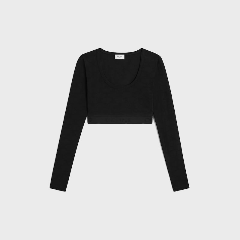 CROP TOP TRIOMPHE DE VISCOSA - NEGRO -  - 1 | CELINE