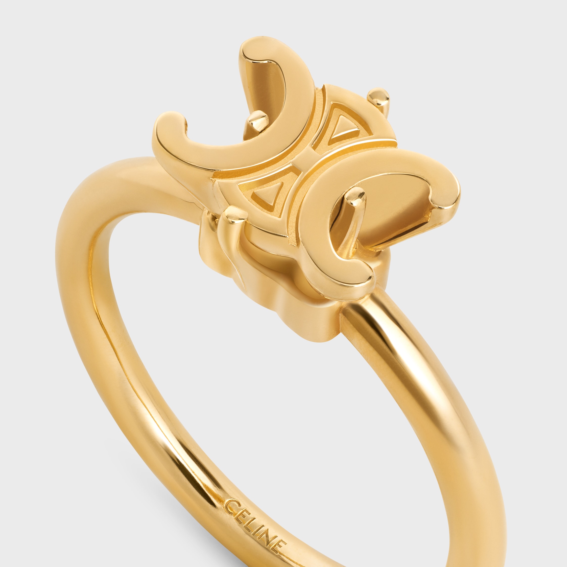 Triomphe Solitaire Ring in Brass with Gold Finish - GOLD