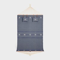 HAMMOCK IN WOOD AND JACQUARD TEXTILE - BLUE / BEIGE - HOME - 2 | CELINE