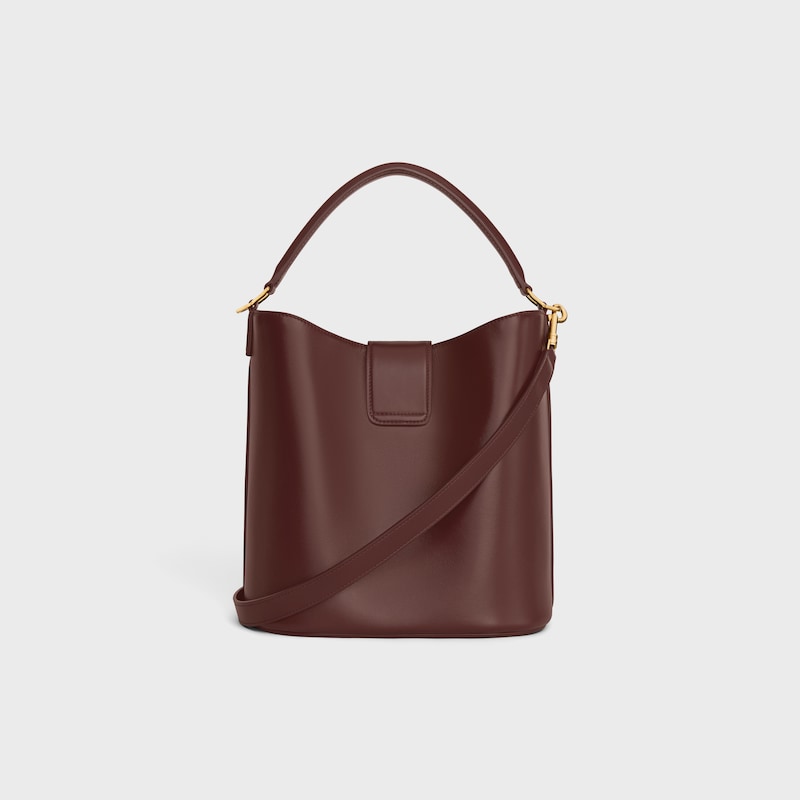 MEDIUM BUCKET LOUISE IN SMOOTH CALFSKIN - CHESTNUT - MORE LINES - 1 | CELINE