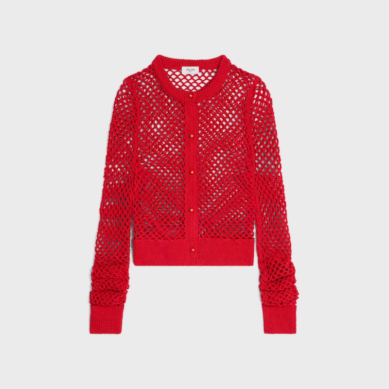 cardigan crochet coton - ROUGE VIF -  - 1 | CELINE