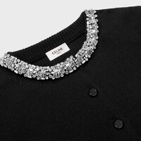 Embroidered cropped cardigan in cashmere - BLACK -  - 1 | CELINE