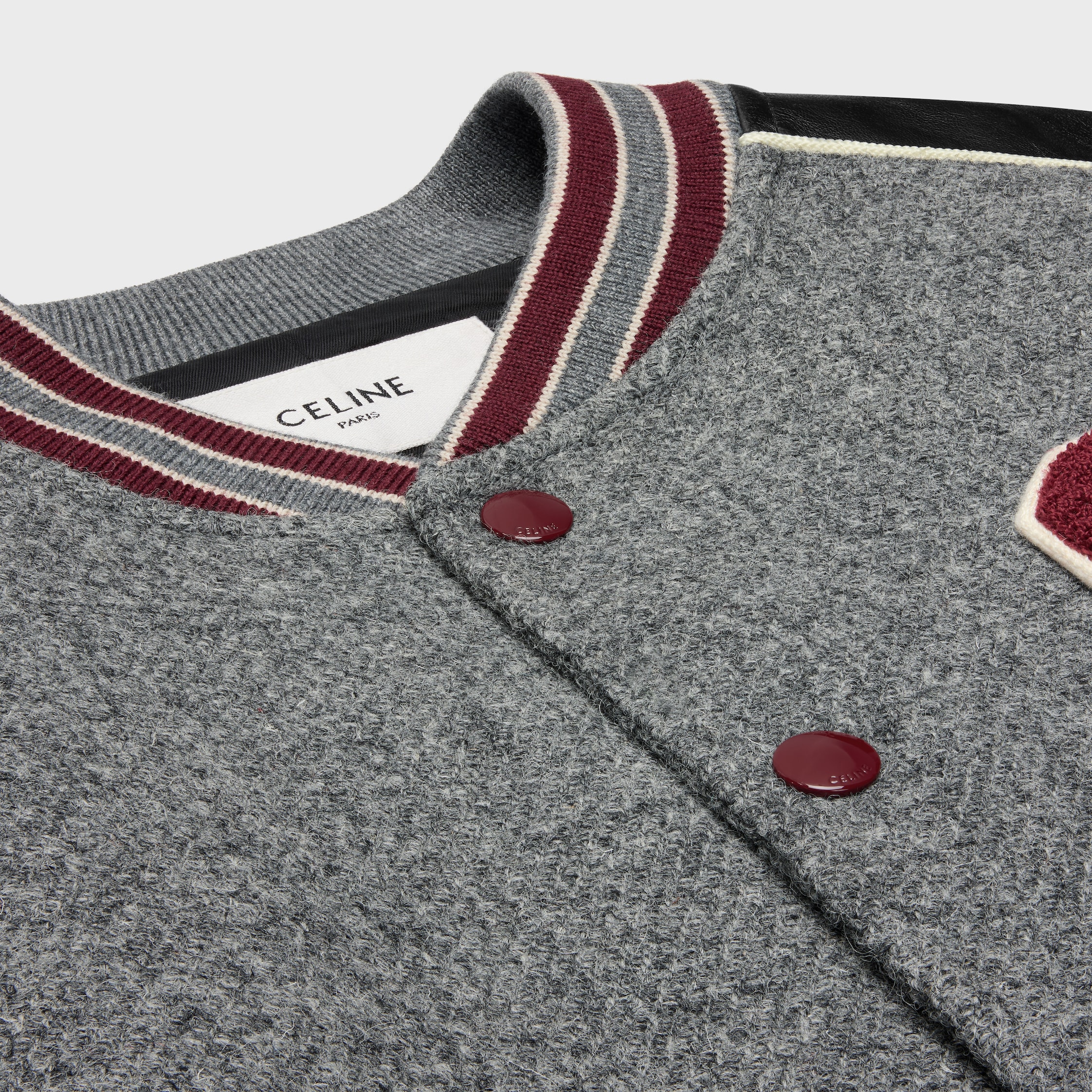 CELINE クラシックテディジャケット CELINE】クラシック テディジャケット ブラック バーガンディ