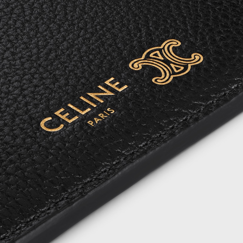 MEDIUM CARD HOLDER  IN GRAINED SUPPLE CALFSKIN - BLACK / ULTRA BLUE - NEW - 1 | CELINE