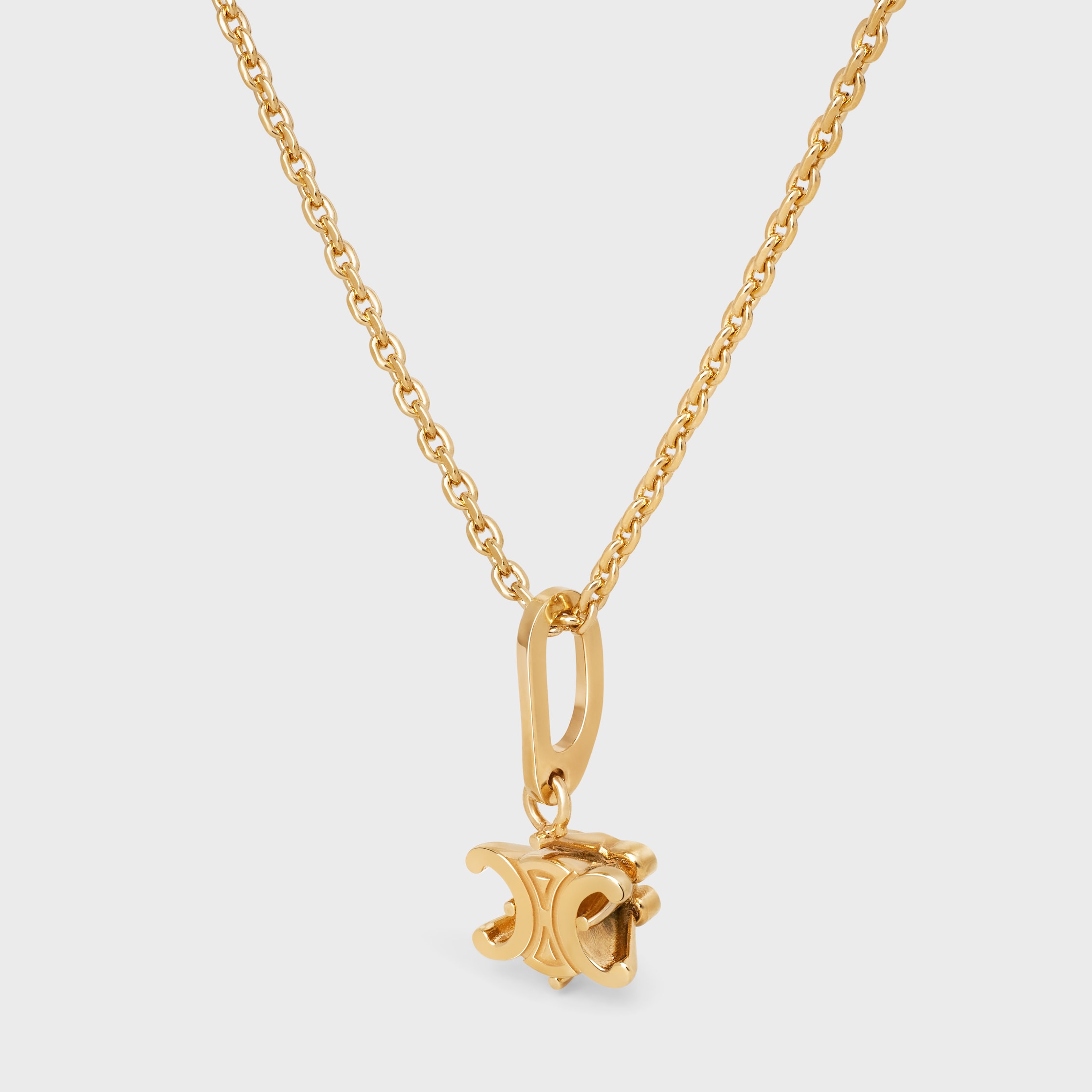 Triomphe Solitaire Necklace in Brass with Gold Finish - GOLD