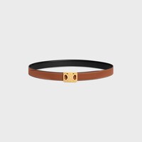 MEDIUM 25MM REVERSIBLE FRAMED TRIOMPHE BELT in TAURILLON AND NATURAL CALFSKIN - TAN / BLACK -  - 1 | CELINE