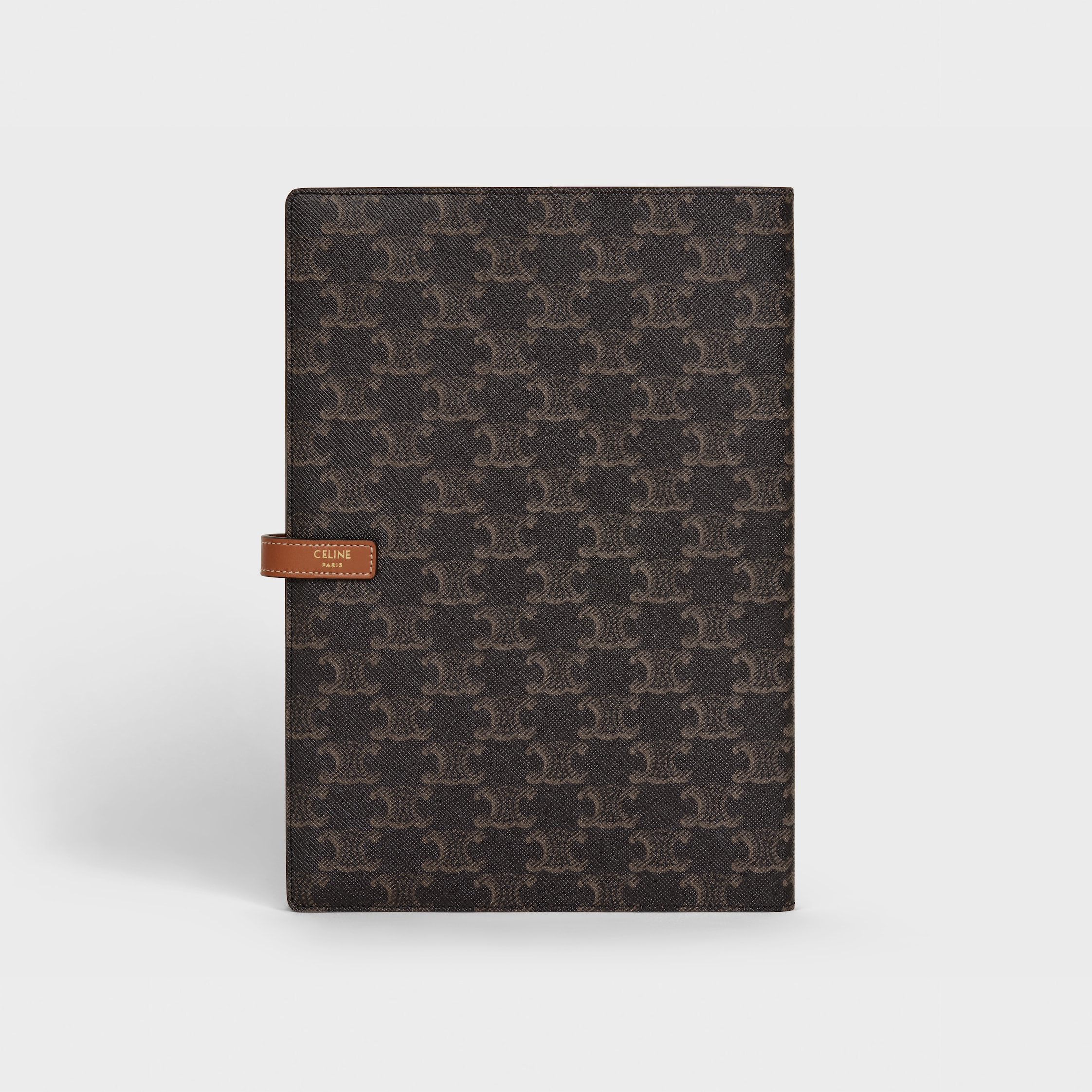 Large notebook cover in triomphe canvas and calfskin - TAN | CELINE