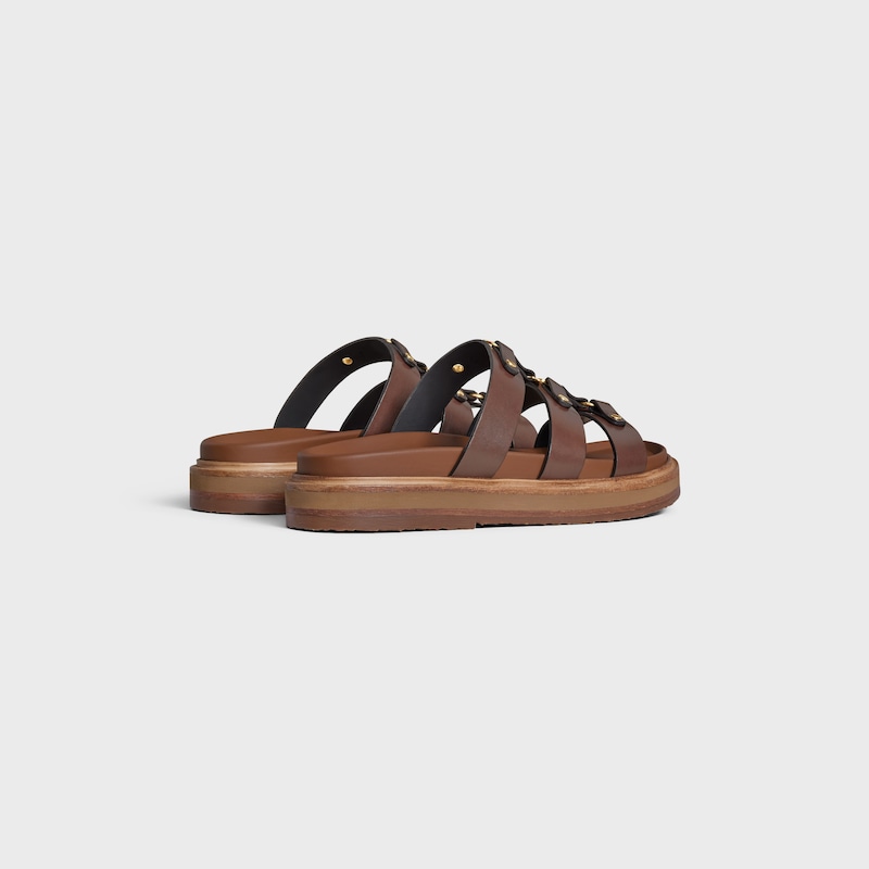 CELINE - TIPPI SLIDE in CALFSKIN - VEGETAL TANNING - DARK BROWN -  - 1 | CELINE