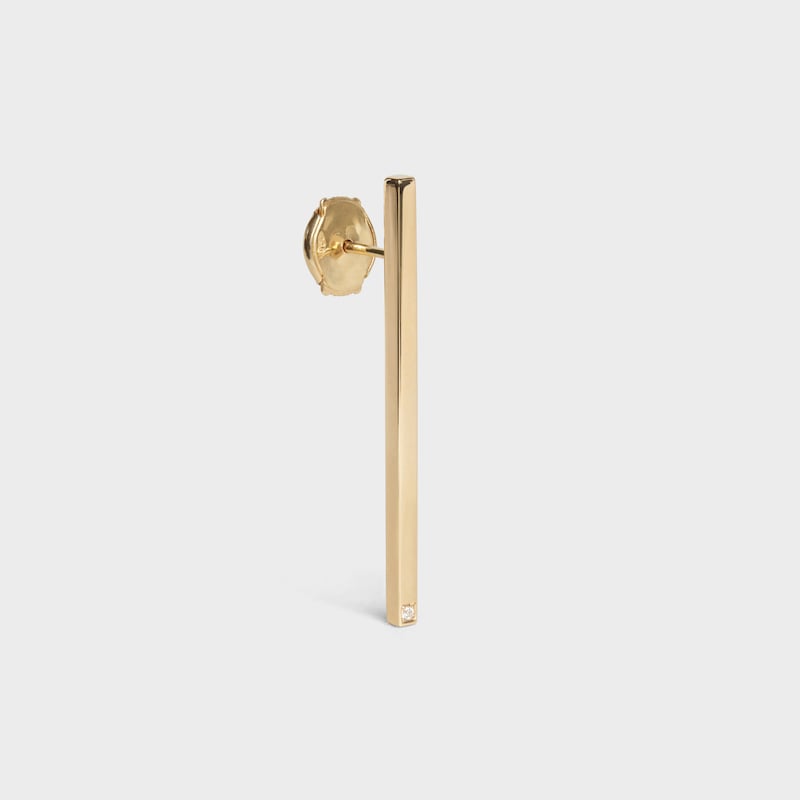 Celine Sentimental Straight Earring in Yellow Gold and Diamond - Yellow Gold and White - CELINE SENTIMENTAL - 1 | CELINE
