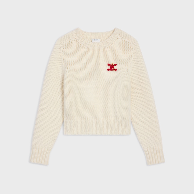 crewneck sweater IN cashmere and silk - OFF WHITE -  - 1 | CELINE