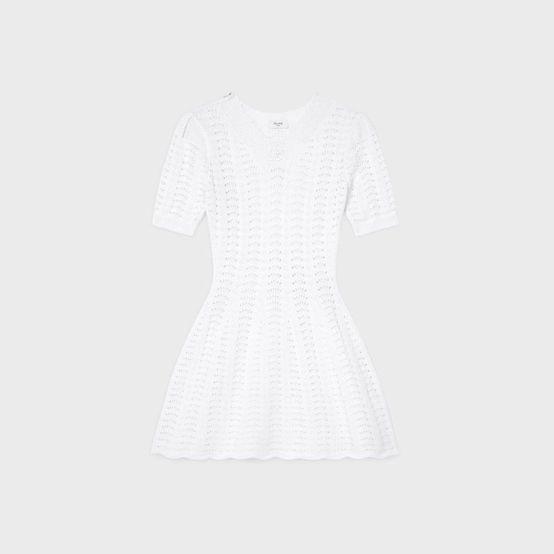 mini dress IN cotton pointelle - WHITE -  - 1 | CELINE