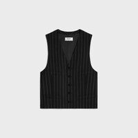 vest in wide pinstripe virgin wool - BLACK / WHITE -  - 1 | CELINE