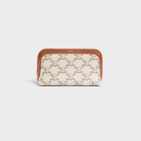 SMALL COSMETIC POUCH IN TRIOMPHE CANVAS AND CALFSKIN - WHITE - GIFTS FOR HER - 1 | CELINE