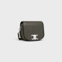 SMALL BESACE STRAP TRIOMPHE in SUPPLE NATURAL CALFSKIN - DARK ARMY - FALL 24 - 2 | CELINE